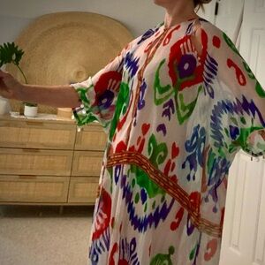 Boho Zara Moroccan sheer caftan dress/bathing suit cover-up, size M